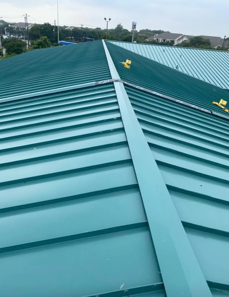 Green commercial metal roof ridge and valley for Metal Roof Repair in Poquoson